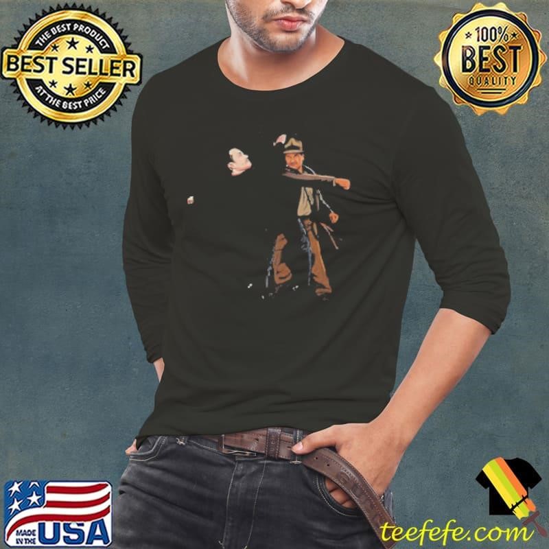 Indiana Jones punching Elon Musk while he’s giving his salute shirt