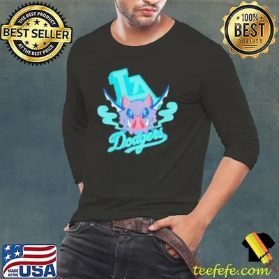MLB X Demon Slayer Kimetsu No Yaiba Anime Inosuke Hashibira Los Angeles Dodgers Shirt