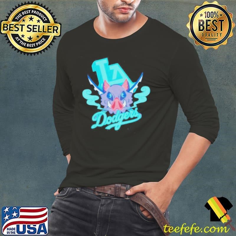 MLB X Demon Slayer Kimetsu No Yaiba Anime Inosuke Hashibira Los Angeles Dodgers Shirt
