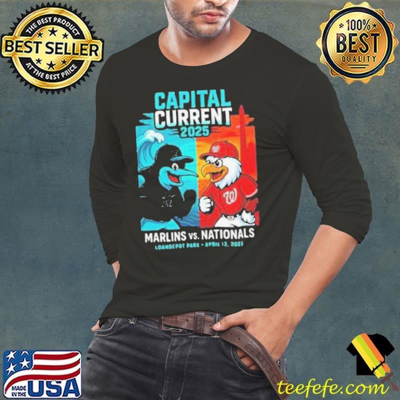 Miami Marlins vs Washington Nationals Capital Current 2025 Loandepot Park Long Sleeve Tee