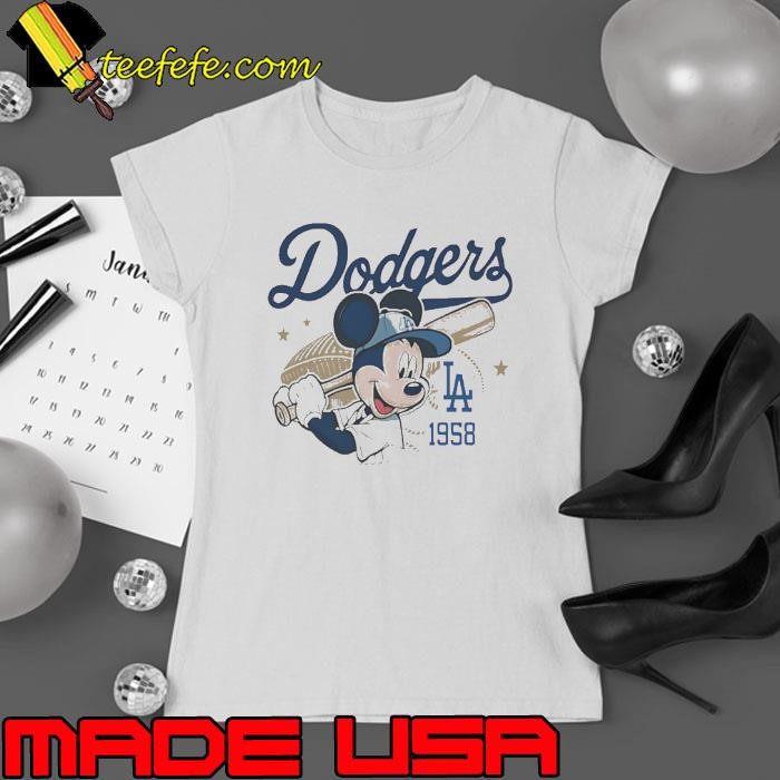 Mickey Mouse Dodgers 1958 Baseball Funny Ladies tee