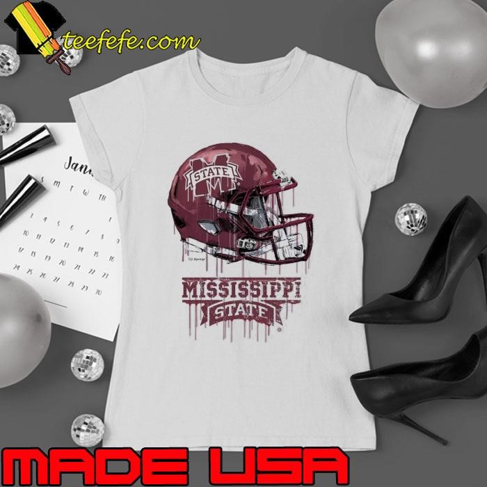 Mississippi State Bulldogs Youth Heather Dripping Football Ladies tee