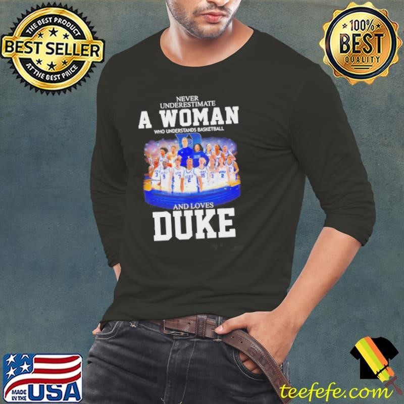 Never Underestimate A Woman Who Understands Basketball And Loves Duke Mens And Womens Player Shirt