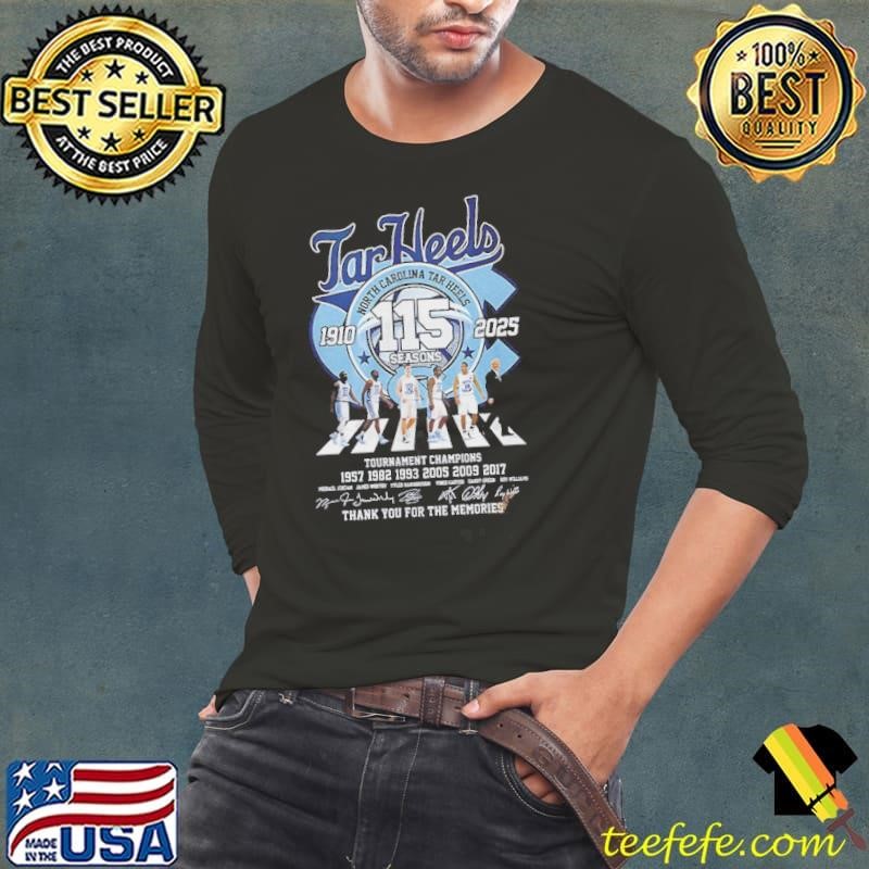 North Carolina Tar Heels Abbey Road 115 Seasons 1910 2025 Thank You For The Memories Signatures Shirt