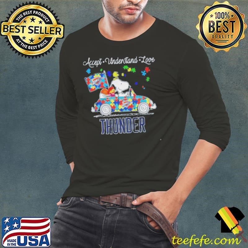 OKC Thunder Snoopy and Woodstocks April 2025 autism awareness Long Sleeve Tee