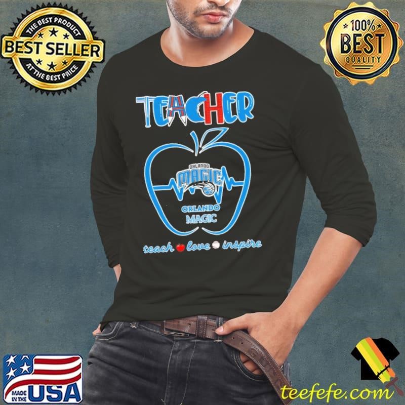 Orlando Magic teacher apple teach love inspire Long Sleeve Tee