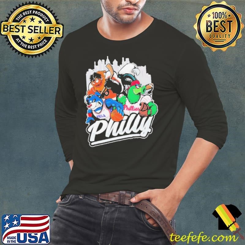 Philadelphia Eagles 76ers Phillies Mascots Skyline City shirt' Long Sleeve Tee