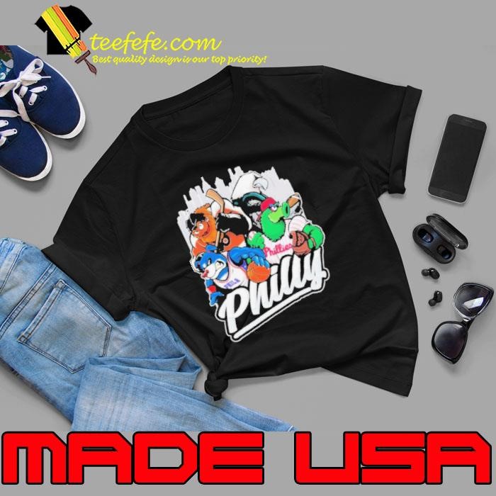 Philadelphia Eagles 76ers Phillies Mascots Skyline City shirt' Unisex