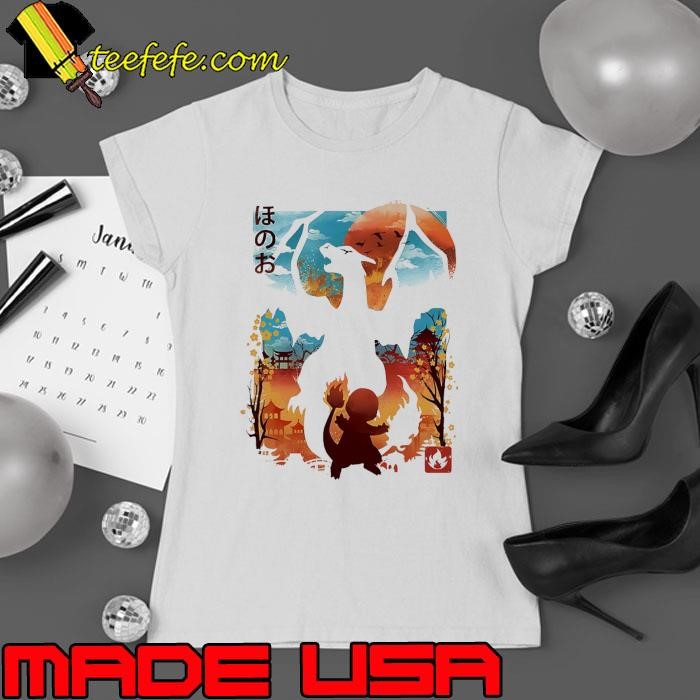 Pokémon Charizard fire type landscape Japanese style Ladies tee