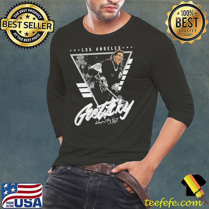 Wayne Gretzky Los Angeles Triangle Retro Signature Stars Long Sleeve Tee