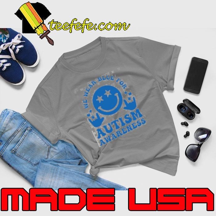 We wear blue for autism awareness love hand sign Unisex