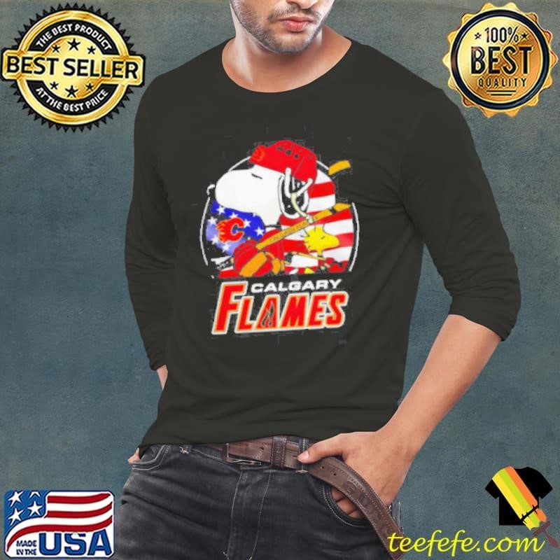 Calgary Flames Ice Hockey Snoopy And Woodstock Nhl Long Sleeve Tee