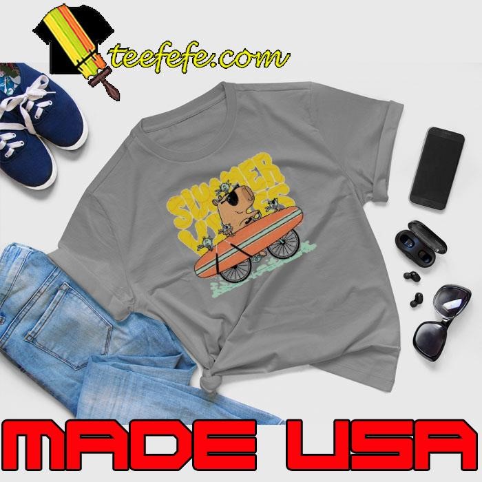 Capybara and birds on a bicycle heading to the beach with a surfboard summer vibes Unisex