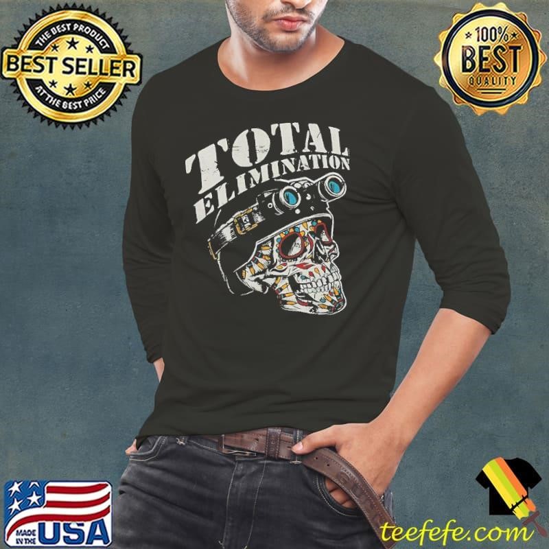 Chris Cappy wearing cappy army total elimination skull shirt