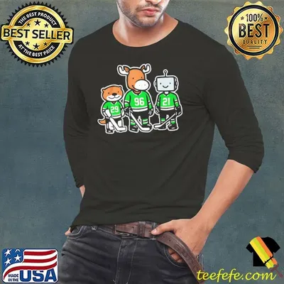 Dallas Stars hockey Jake Oettinger otter Mikko Rantanen moose and Jason Robertson Robo guys cartoon shirt