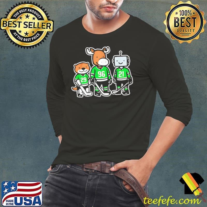 Dallas Stars hockey Jake Oettinger otter Mikko Rantanen moose and Jason Robertson Robo guys cartoon shirt