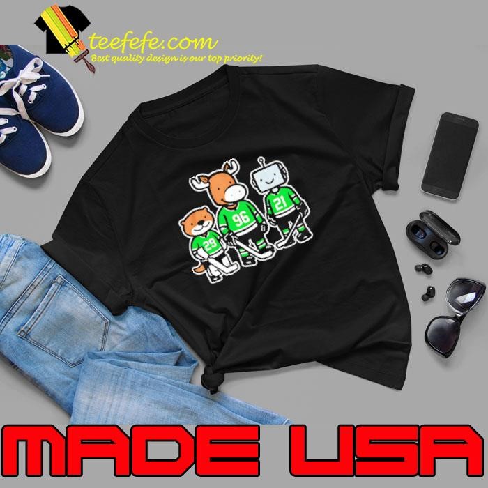 Dallas Stars hockey Jake Oettinger otter Mikko Rantanen moose and Jason Robertson Robo guys cartoon Unisex