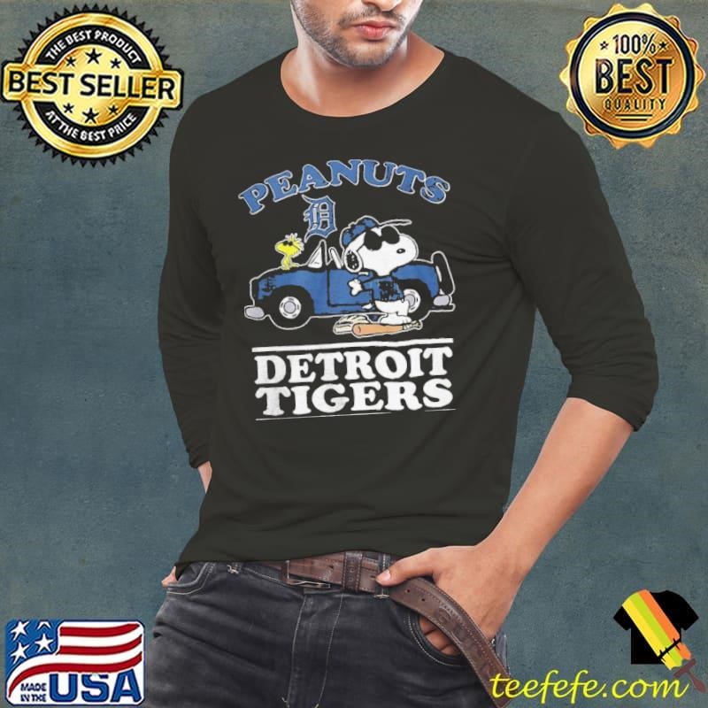 Detroit Tigers Peanuts Snoopy driving car shirt