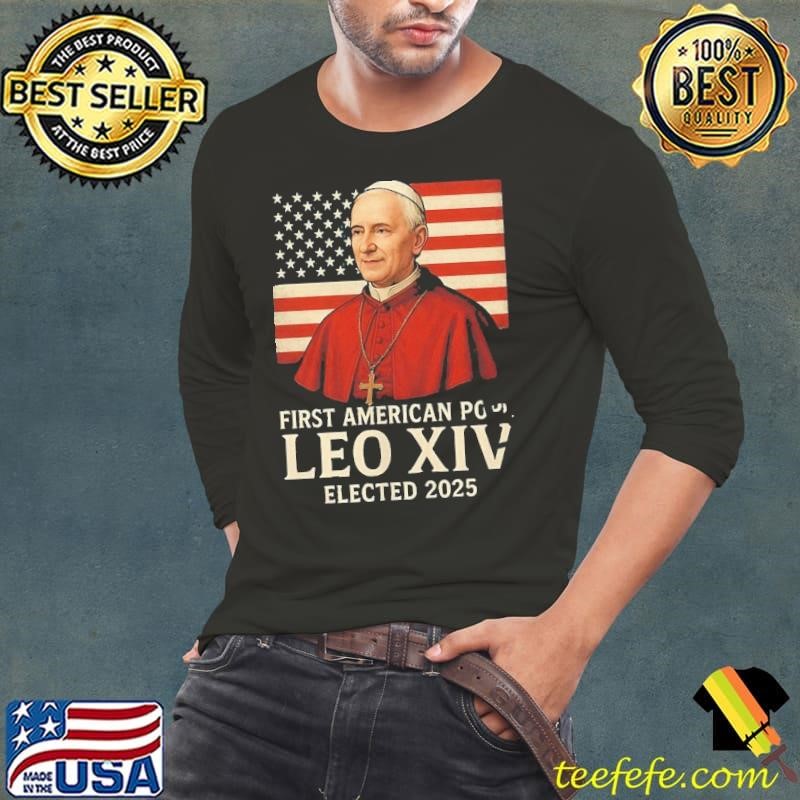 First American Pope Leo XIV elected 2025 USa Flag Long Sleeve Tee