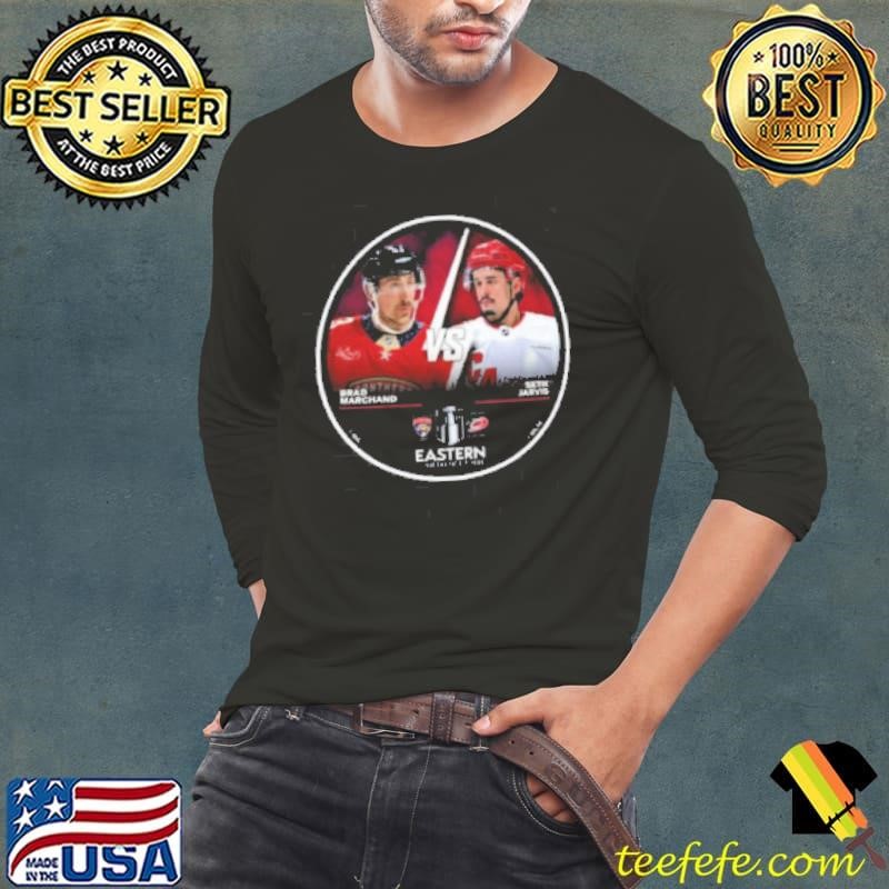 Florida Panthers Brad Marchans vs. Carolina Hurricanes Seth Jarvis 2025 Eastern Conference Final Long Sleeve Tee