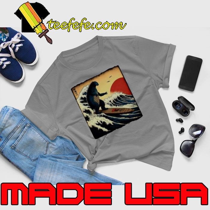 Godzilla surfing the great wave by hokusai Unisex