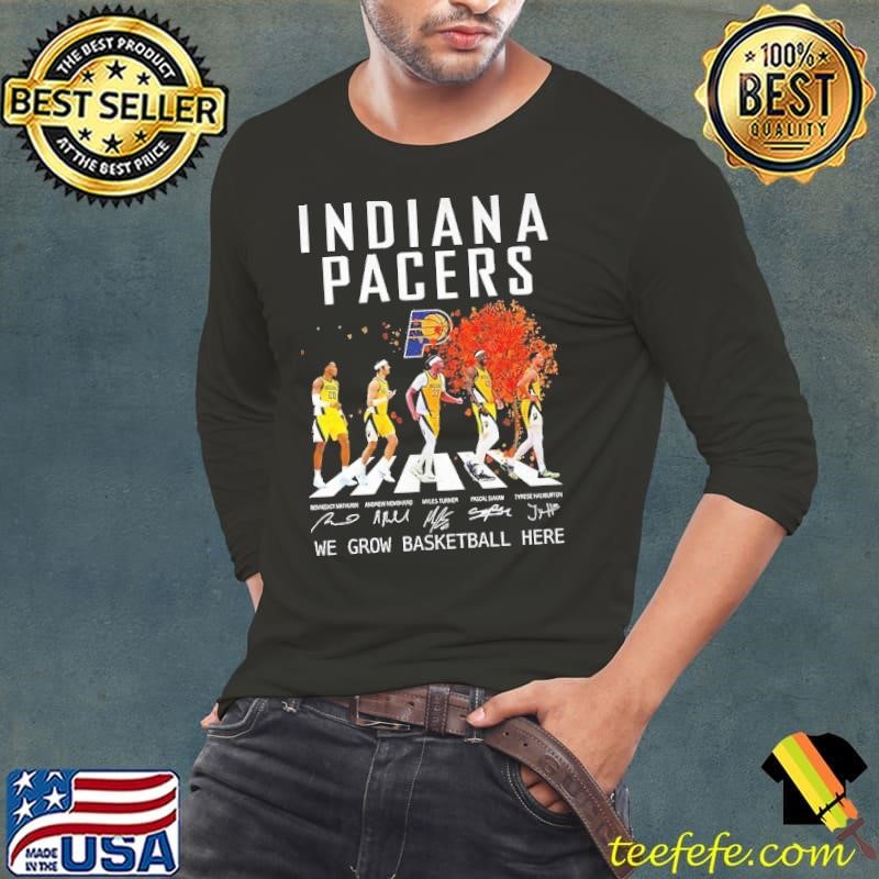 Indiana Pacers we grow basketball here signature abbey road Long Sleeve Tee