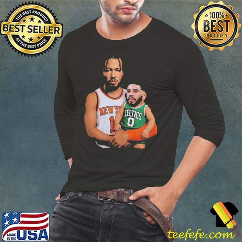 Jalen Brunson carrying baby Jayson Tatum New York Knicks x Boston Celtics 2025 NBA Playoffs shirt