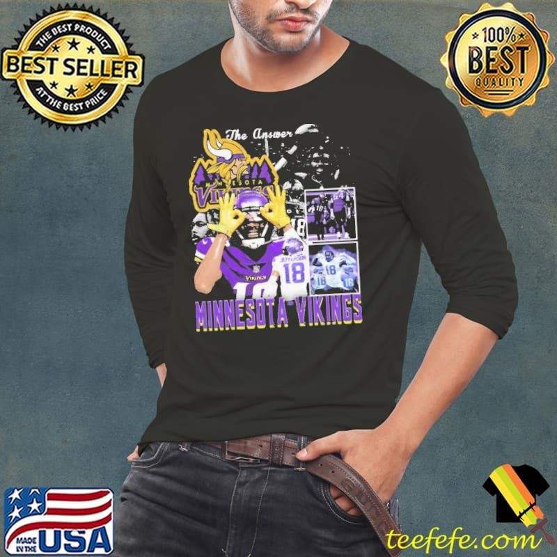 Justin Jefferson The Answer Minnesota Vikings Long Sleeve Tee