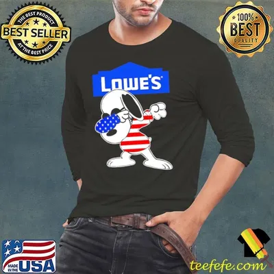 Lowe’s Snoopy dabbing character logo usa flag shirt