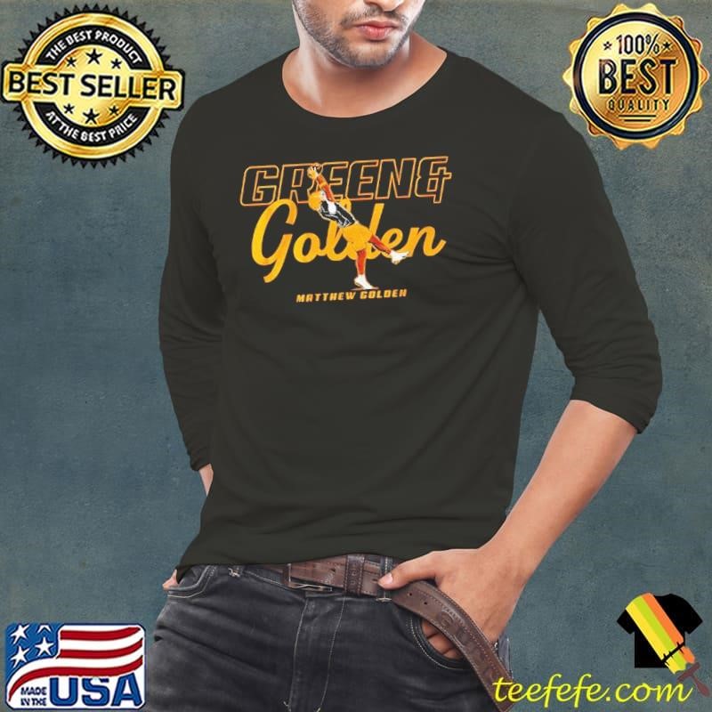 Matthew Golden Green and Golden shirt