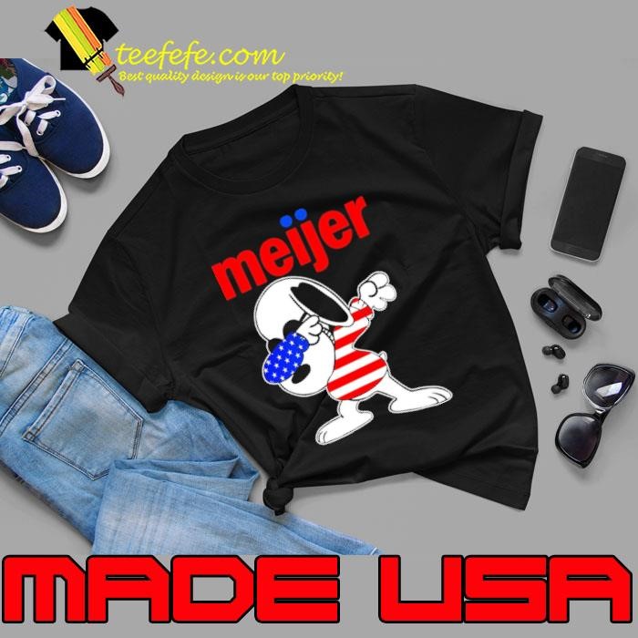 Meijer Snoopy dabbing character logo usa flag Unisex