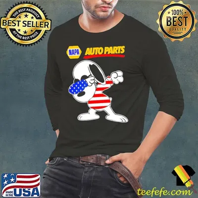 NAPA Auto Parts Snoopy dabbing character logo usa flag shirt
