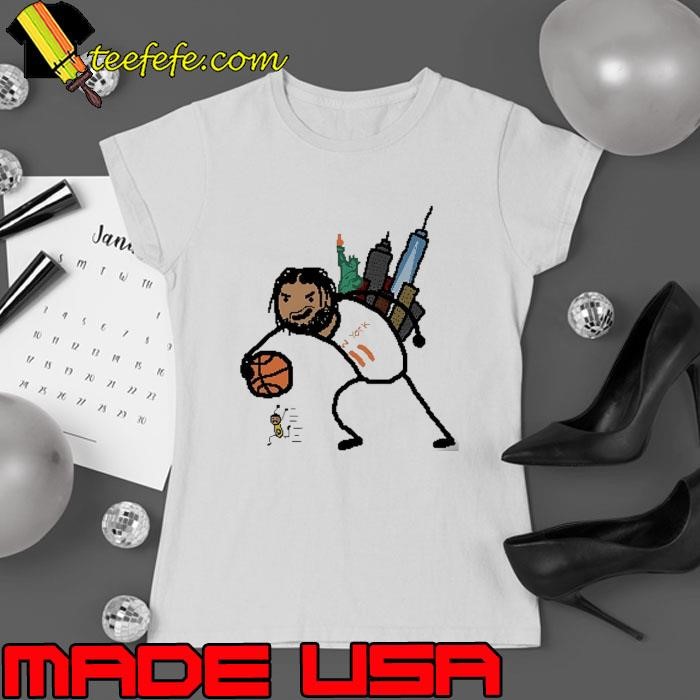New York Knicks basketball Jalen Brunson city on his back cartoon Ladies tee