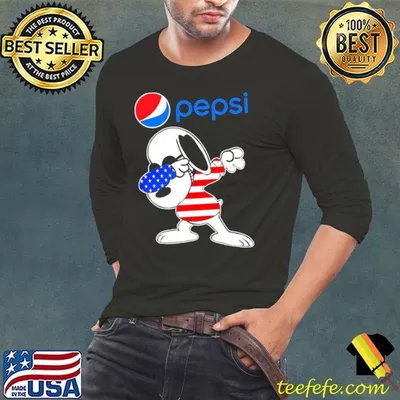 Pepsi Snoopy dabbing character logo usa flag shirt