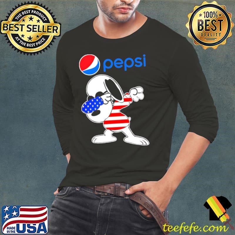 Pepsi Snoopy dabbing character logo usa flag shirt