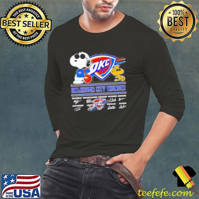Snoopy and Woodstock Oklahoma City Thunder signature Long Sleeve Tee