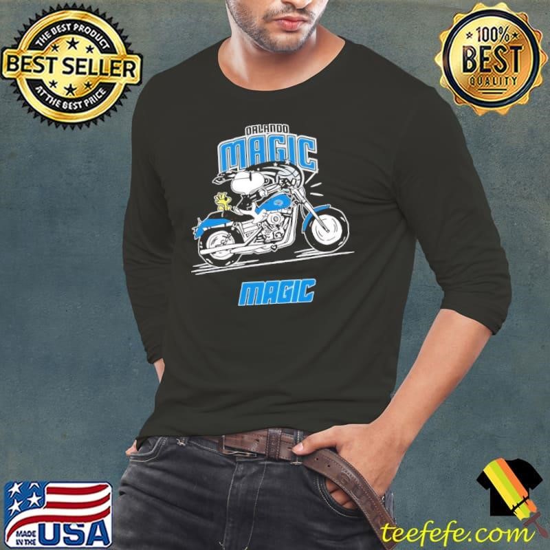 Snoopy and Woodstock driving motorbike Orlando Magic Long Sleeve Tee