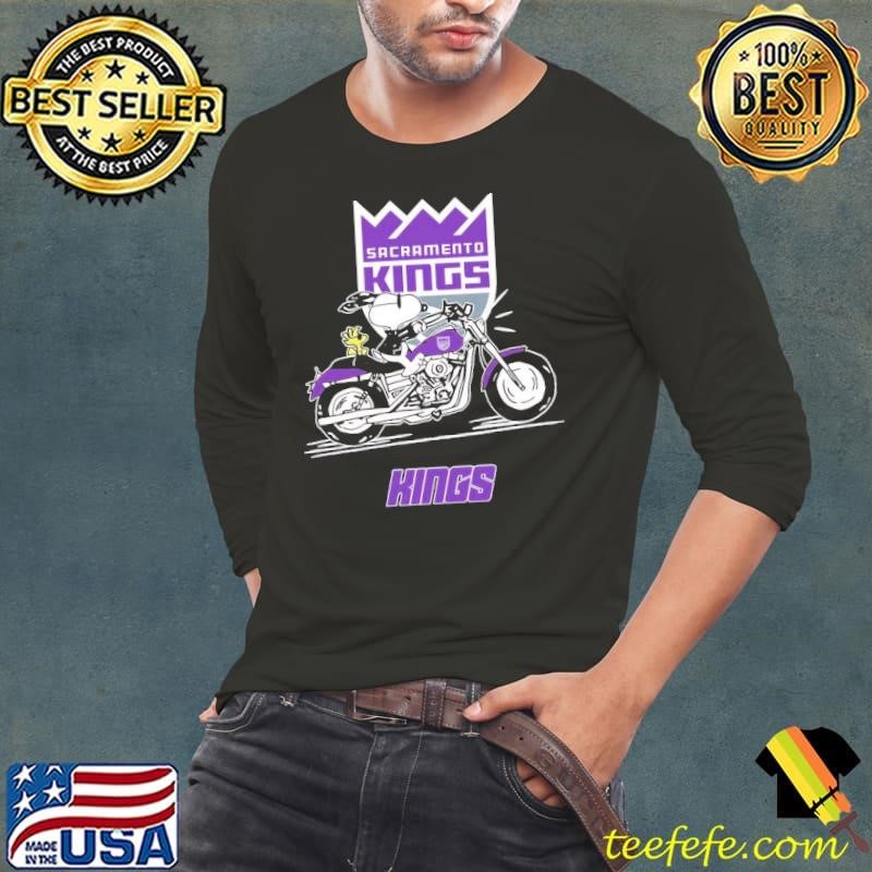 Snoopy and Woodstock driving motorbike Sacramento Kings Long Sleeve Tee