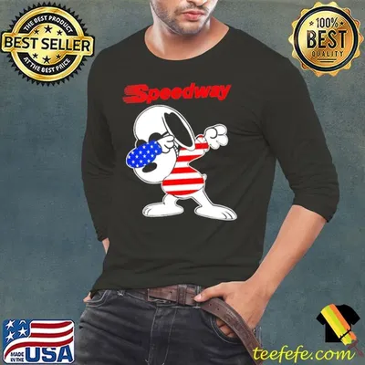 Speedway Snoopy dabbing character logo usa flag shirt