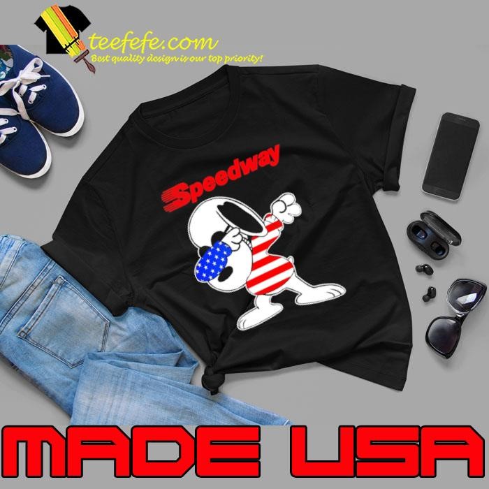 Speedway Snoopy dabbing character logo usa flag Unisex