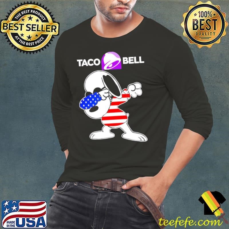 Taco Bell Snoopy dabbing character logo usa flag shirt