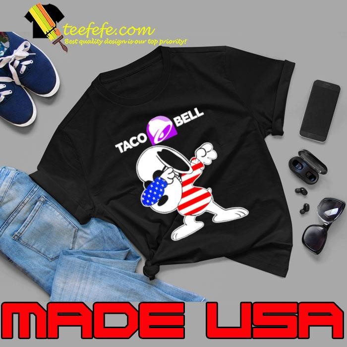 Taco Bell Snoopy dabbing character logo usa flag Unisex
