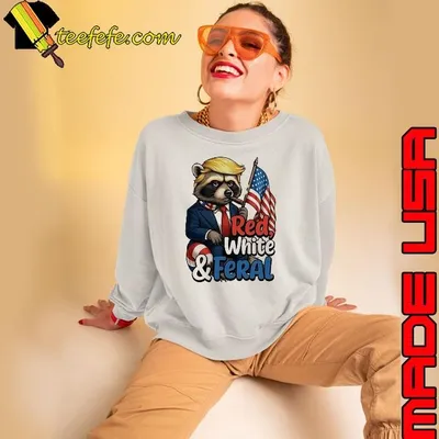 Trump raccoon 4th of july red white and feral american flag shirt