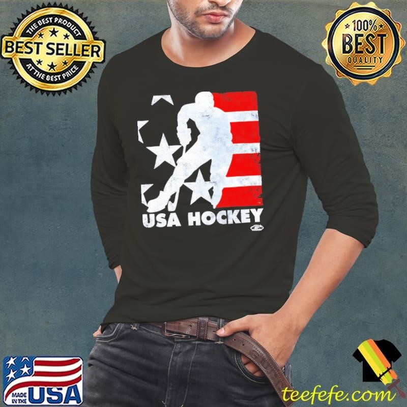 Usa hockey skater flag logo Long Sleeve Tee