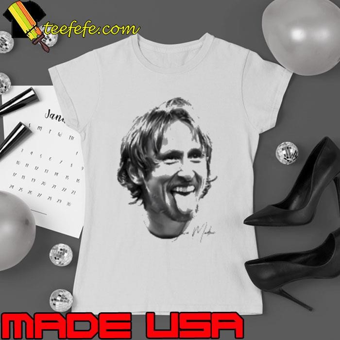 Big Head Luka Modric Real Madrid signature black white Ladies tee