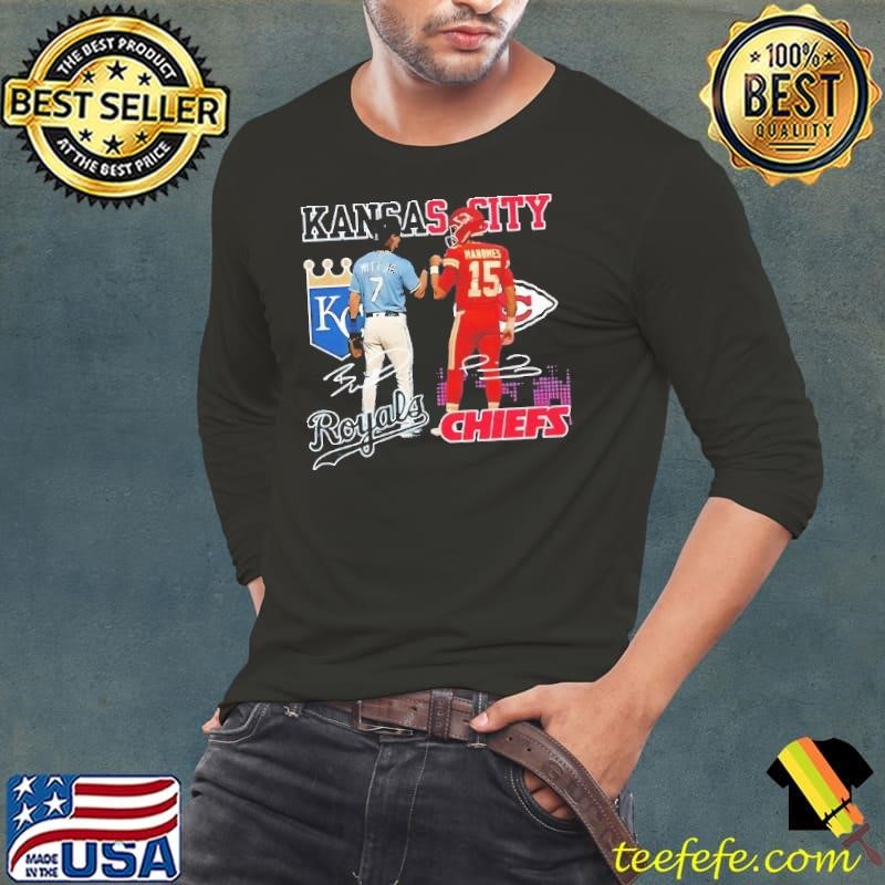 Bobby Witt Jr. Kansas City Royals and Patrick Mahomes Kansas City Chiefs star power signatures shirt