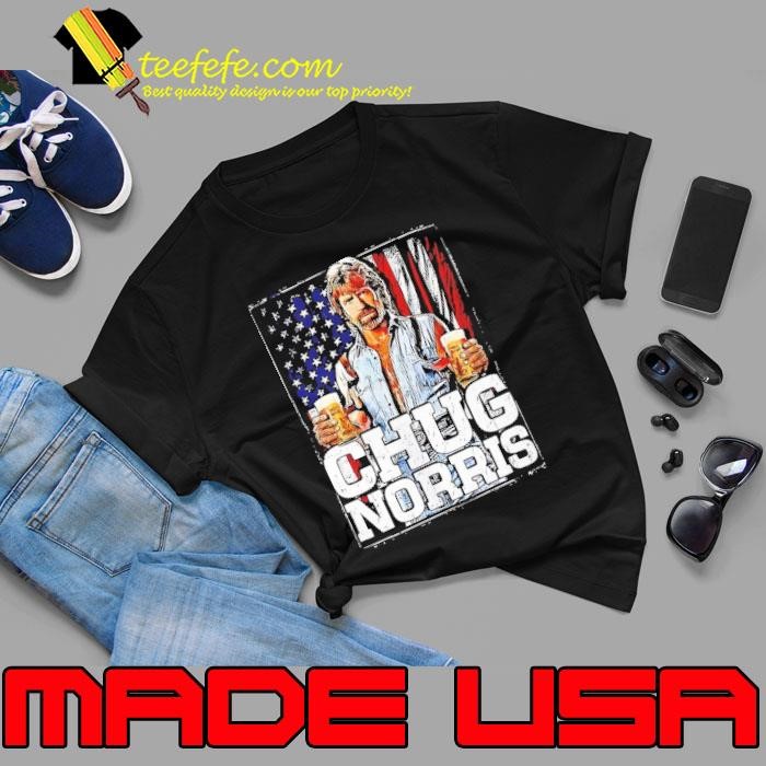 Chug Norris beer drinking american flag shirt
