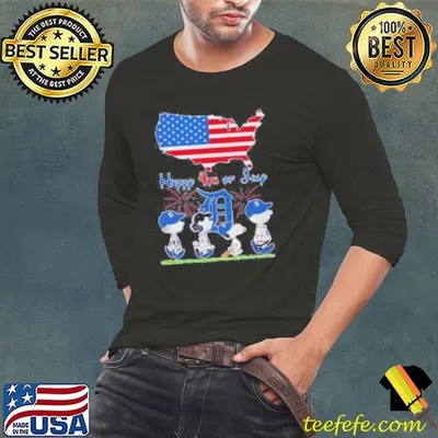 Detroit Tigers Snoopy And Friends Happy 4th Of July Flag American Shirt