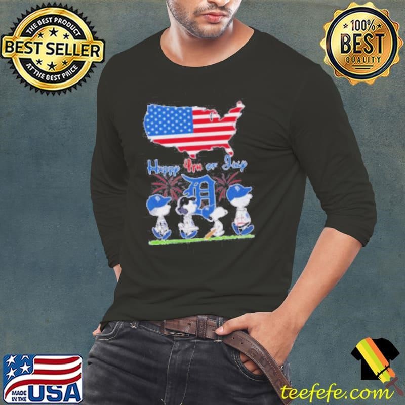 Detroit Tigers Snoopy And Friends Happy 4th Of July Flag American Shirt