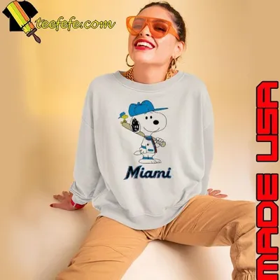 Miami Marlins Snoopy Baseball funny cartoon shirt